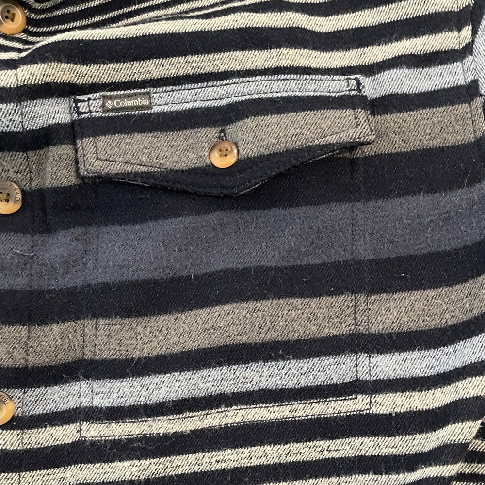 Columbia Striped Navy & Gray Button-Up Shirt Jacket XXL - Picture 16 of 16
